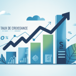 calcule du taux de croissance, graphique stylisé et flèches