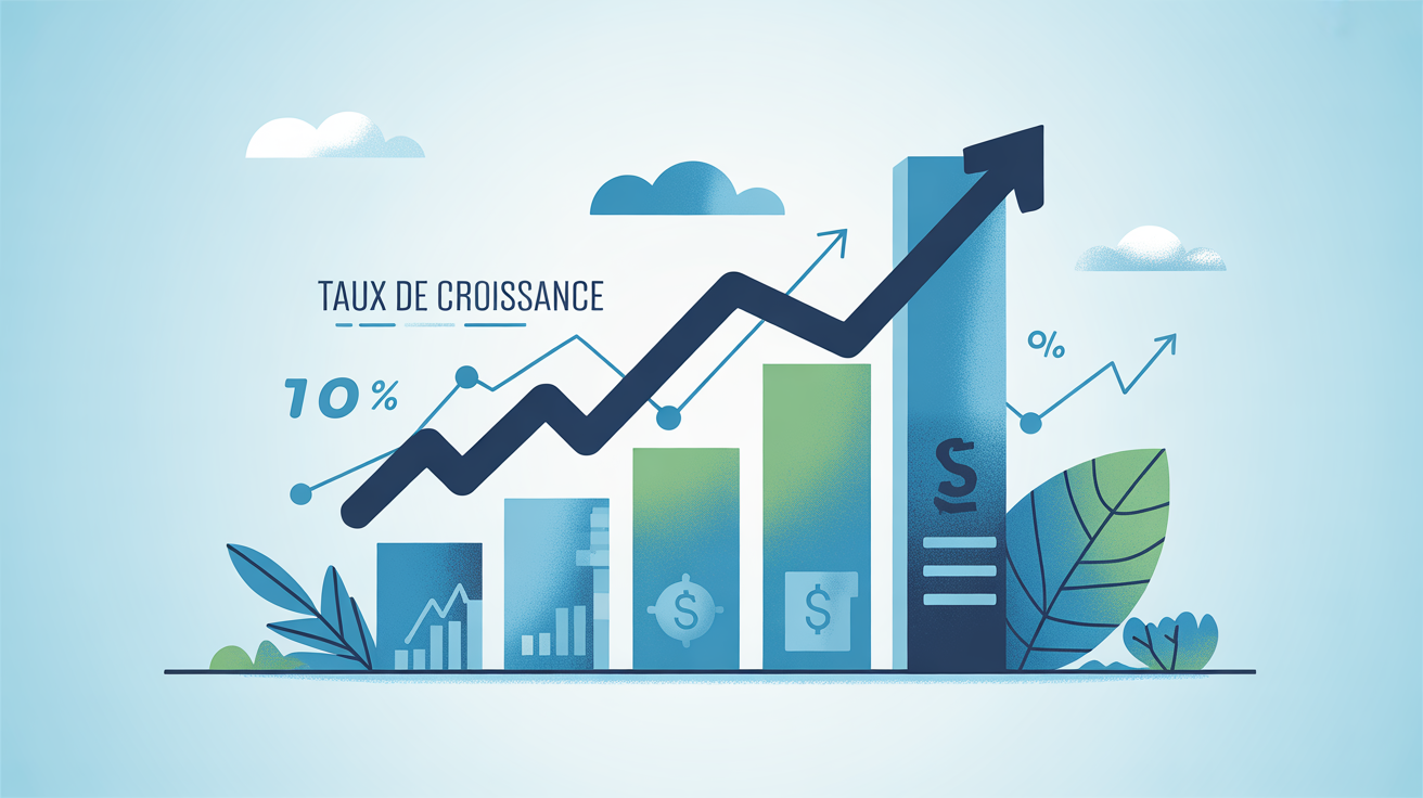 calcule du taux de croissance, graphique stylisé et flèches