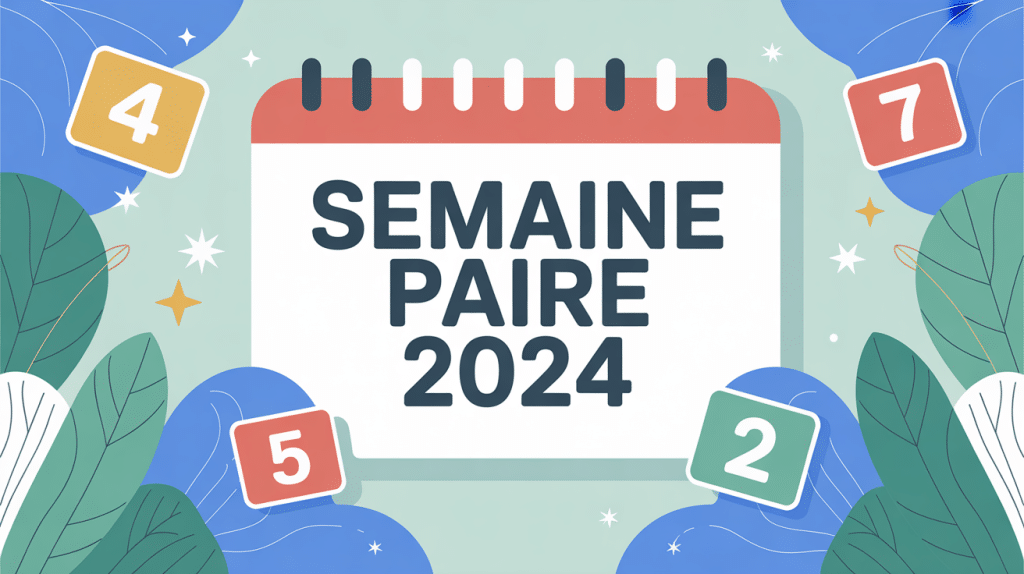 Illustration calendrier semaine paire 2024 moderne