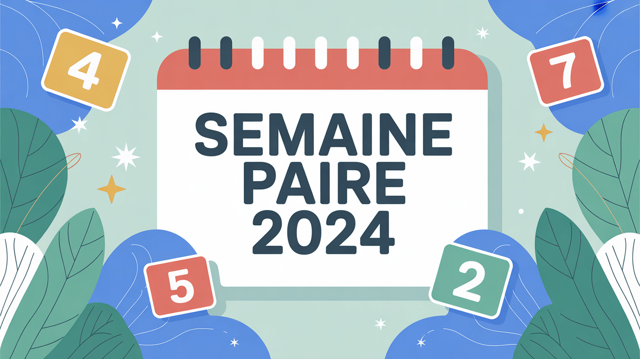 Illustration calendrier semaine paire 2024 moderne