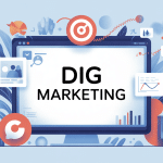illustration dig marketing avec canaux digitaux et données