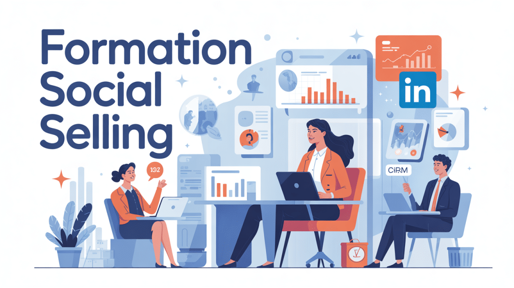 illustration formation social selling Emmanuelle Petiau B2B équipe digitale