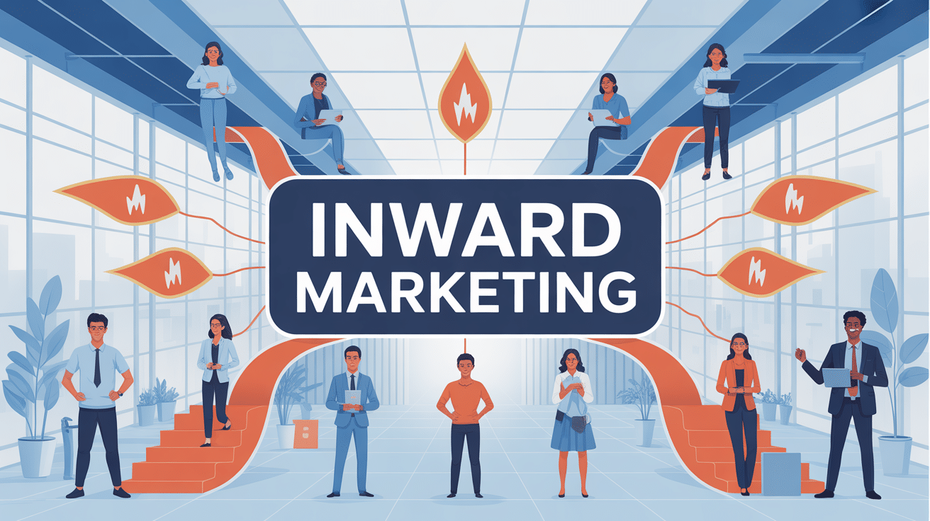 Illustration inward marketing collaborateurs entreprise moderne