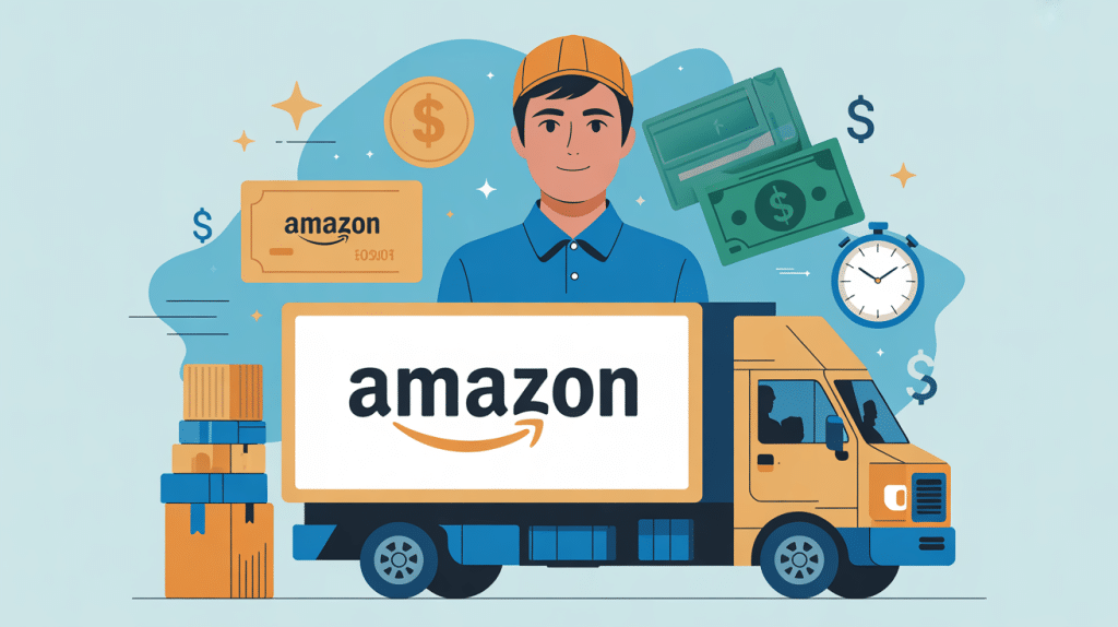 livreur amazon salaire illustration vecteur moderne