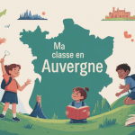 ma classe en Auvergne illustration vectorielle projet éducatif