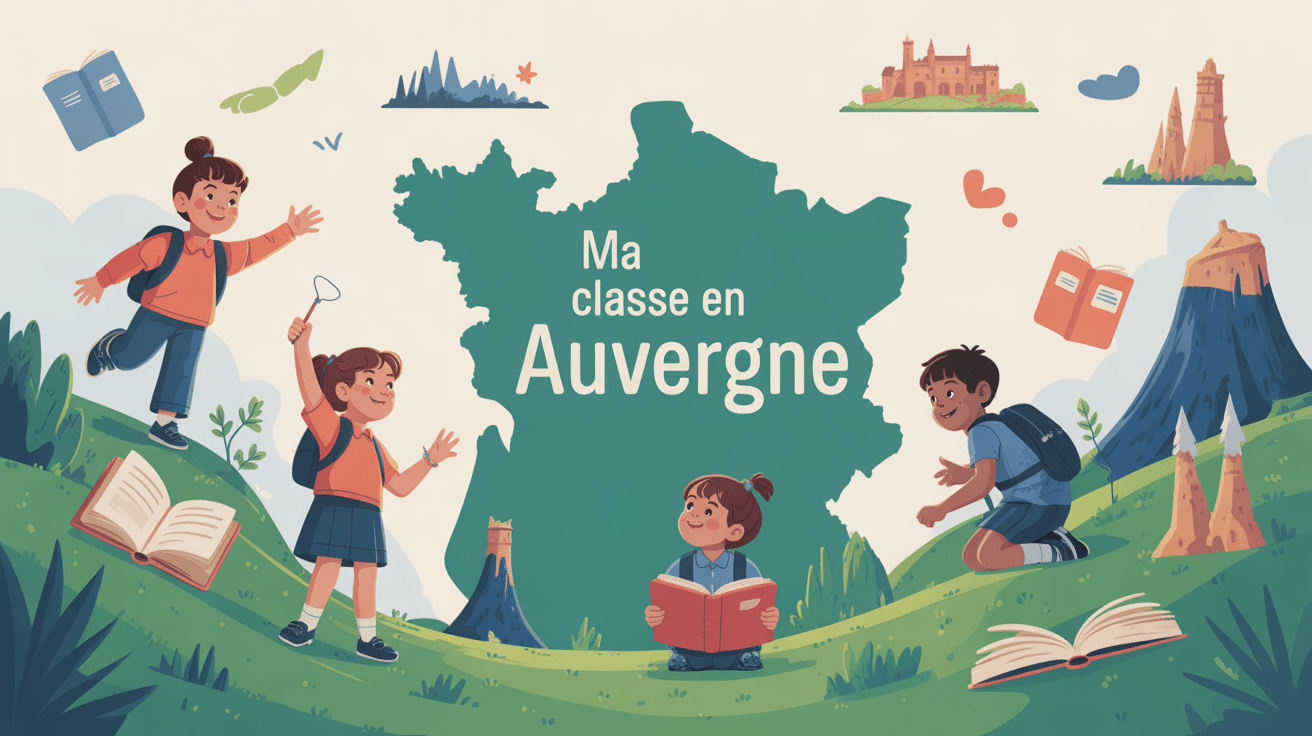 ma classe en Auvergne illustration vectorielle projet éducatif