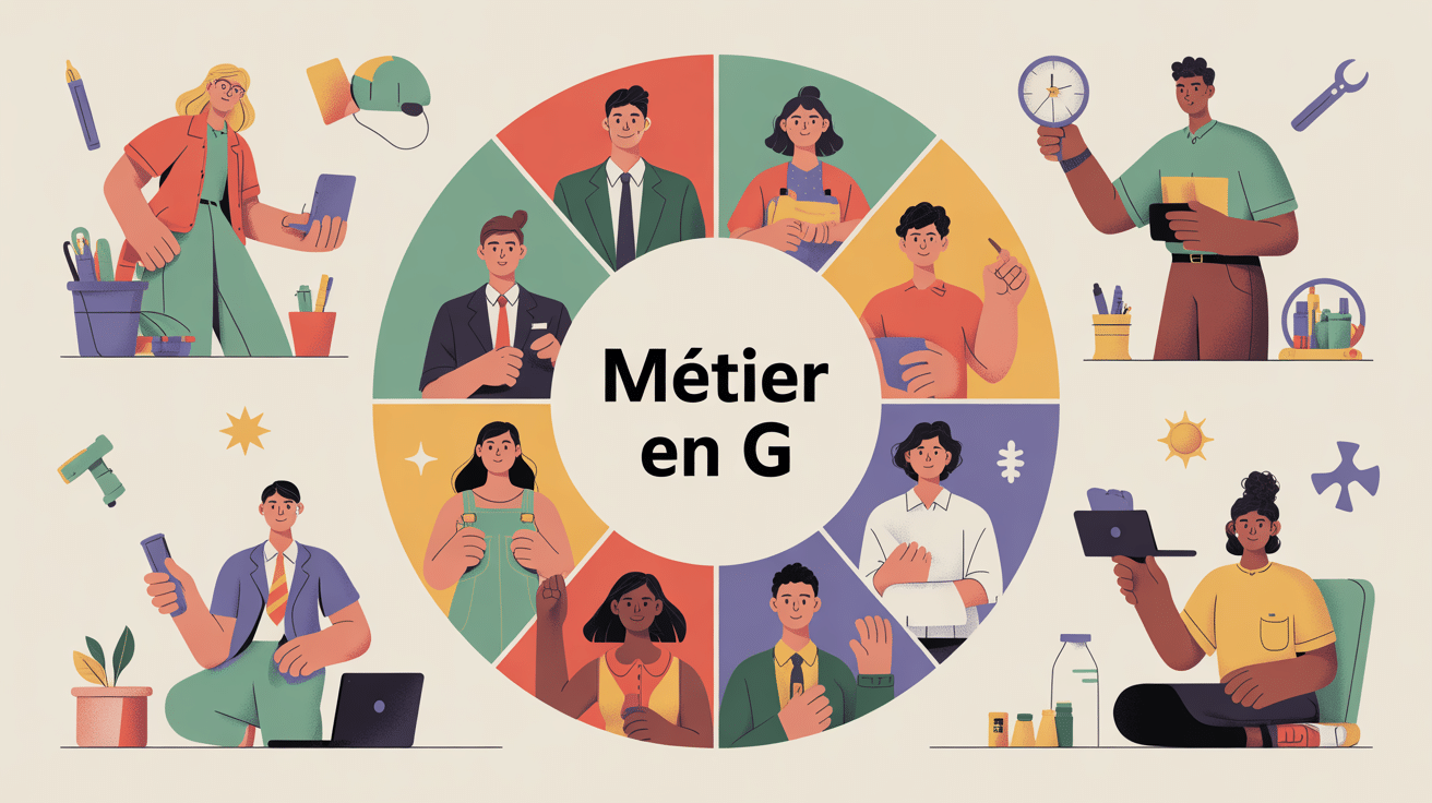 illustration métiers en g personnages stylisés