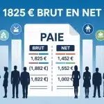 1825 brut en net fiche de paie