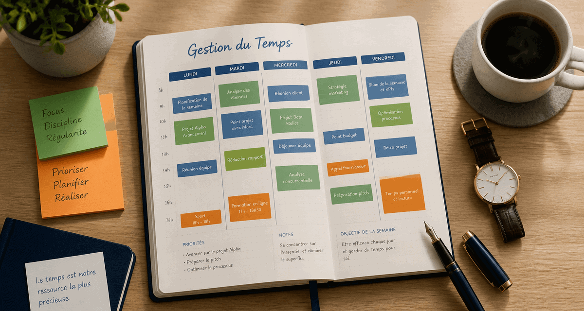 5 principes de la gestion du temps agenda coloré