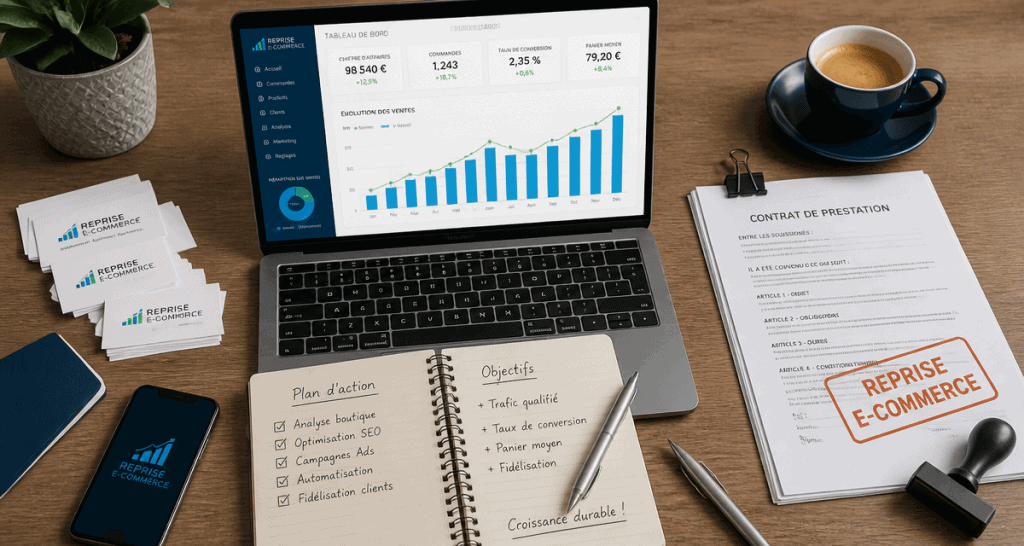acheter un site e-commerce existant illustration bureau graphique