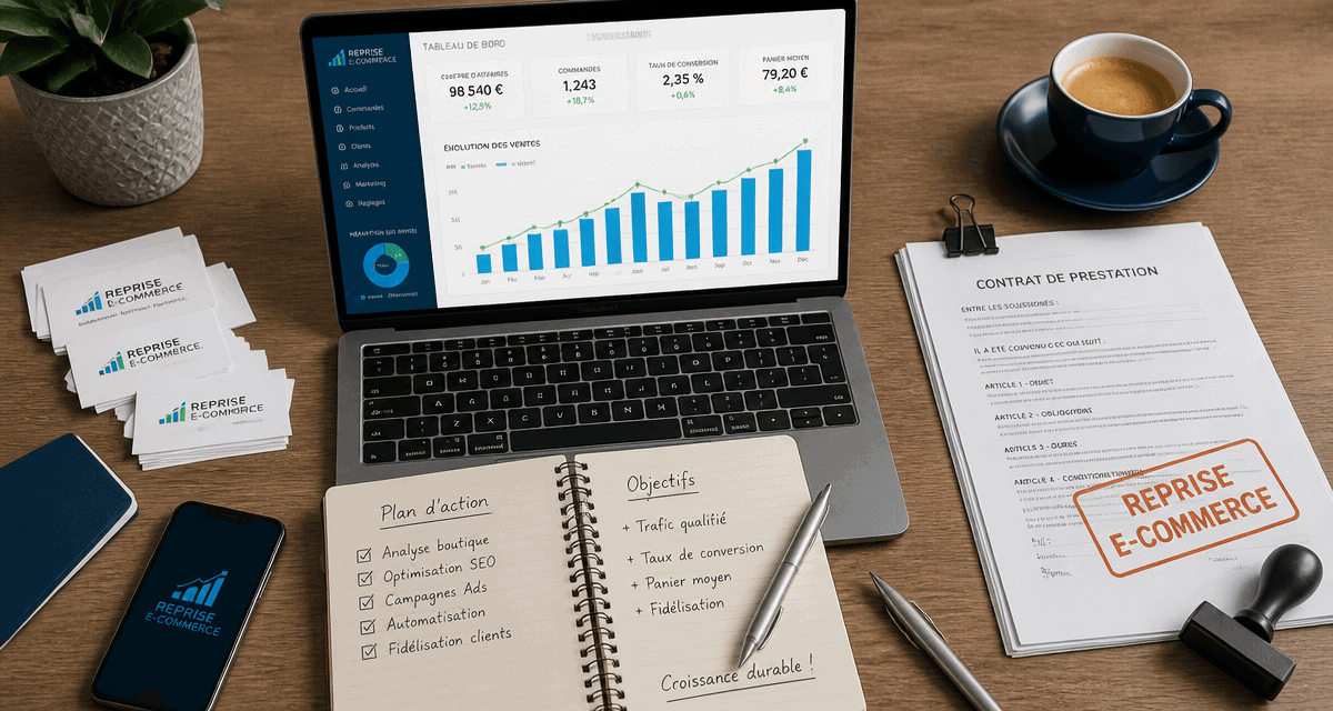 acheter un site e-commerce existant illustration bureau graphique