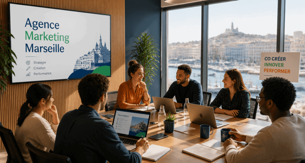 agence marketing marseille équipe bureau vue port