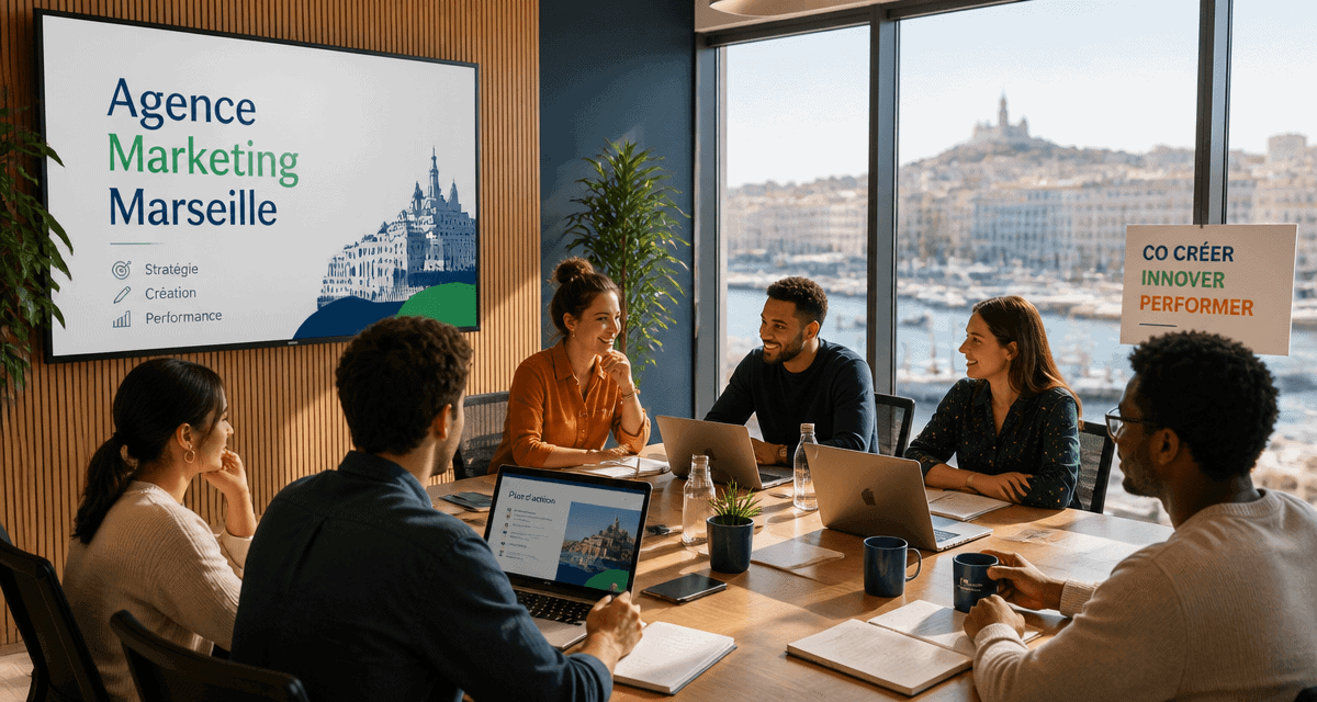agence marketing marseille équipe bureau vue port