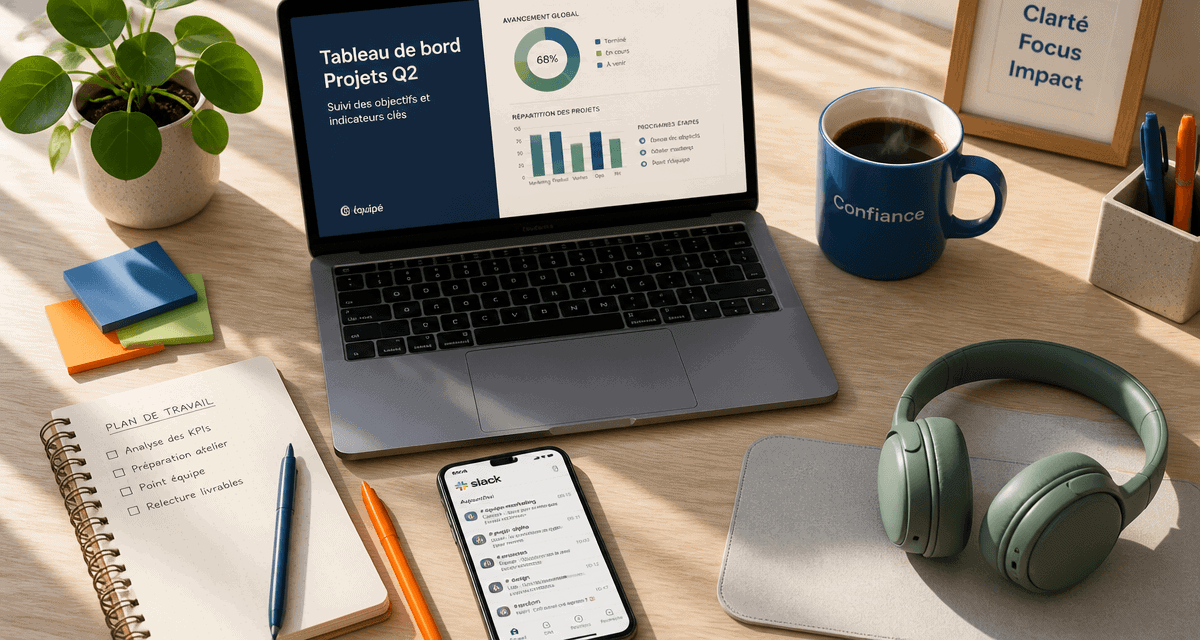 bureau métier en télétravail moderne flat-lay
