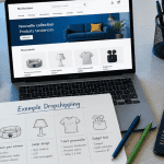 Dropshipping exemple, bureau entrepreneur avec produits