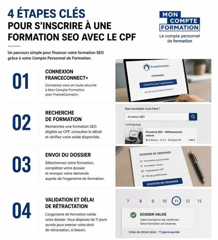 Étapes pour s'inscrire à une formation SEO CPF
