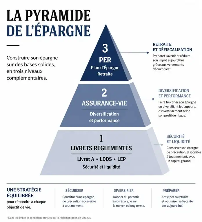 Pyramide de l'épargne : comment choisir la meilleure banque pour placer son argent selon ses objectifs