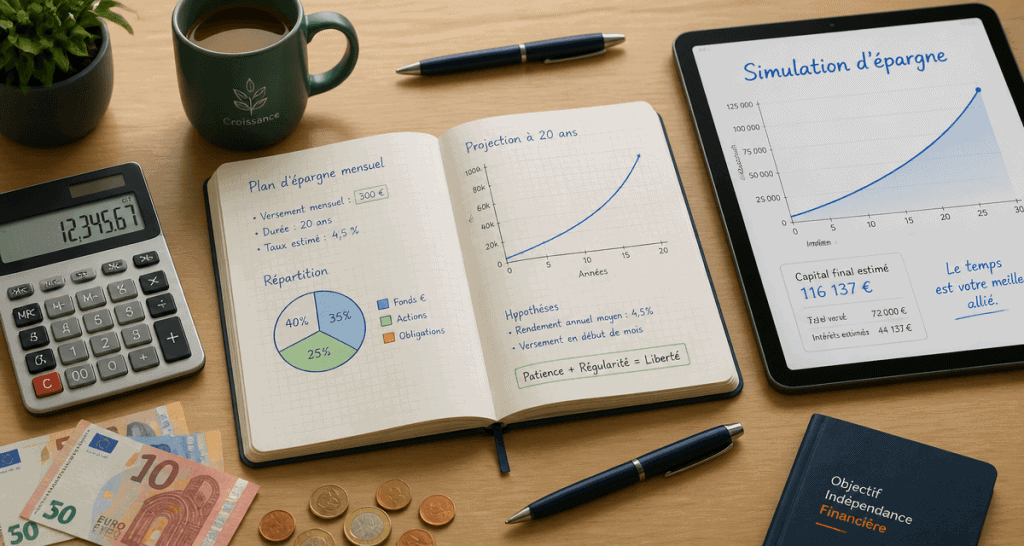 Epargne simulation calculatrice graphique euro