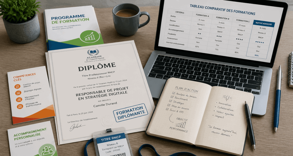 formation diplomante documents sur bureau
