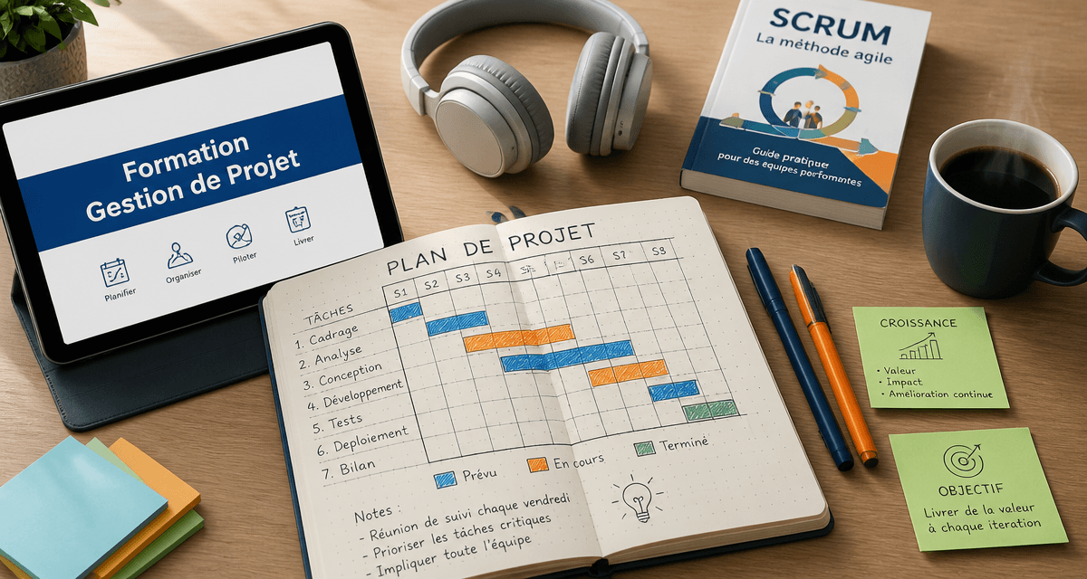 formation gestion de projets bureau moderne gantt
