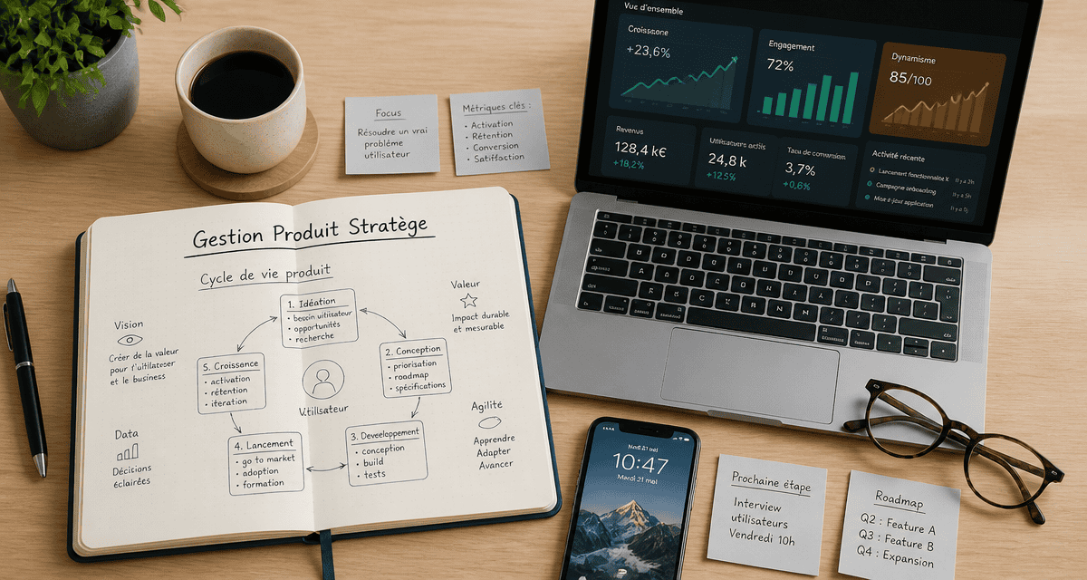 gestion produit schéma cycle de vie sur bureau