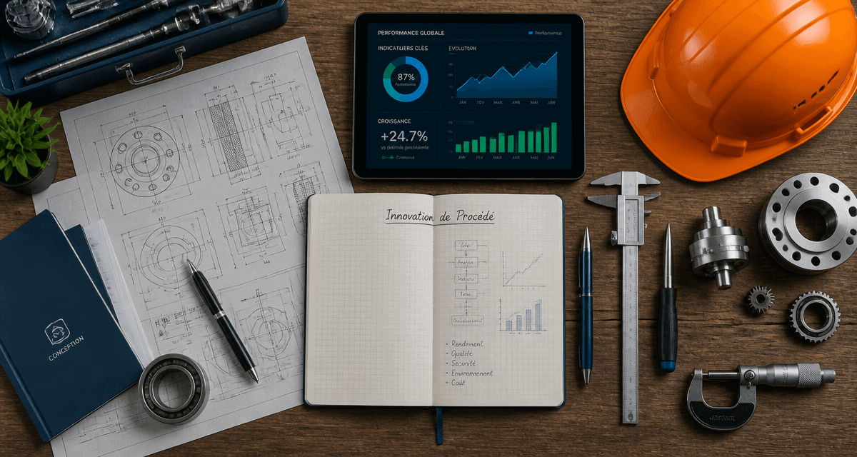 innovation de procédé avec plans, outils et tablette
