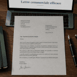 Lettre commercial exemple flat-lay sur bureau