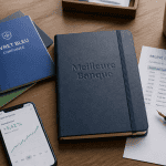 meilleur banque pour placer son argent, bureau avec livrets et smartphone
