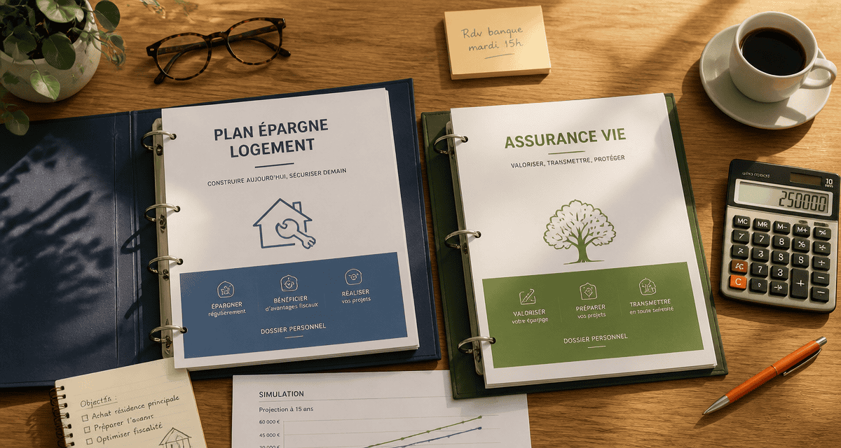 pel ou assurance vie sur bureau en flat-lay