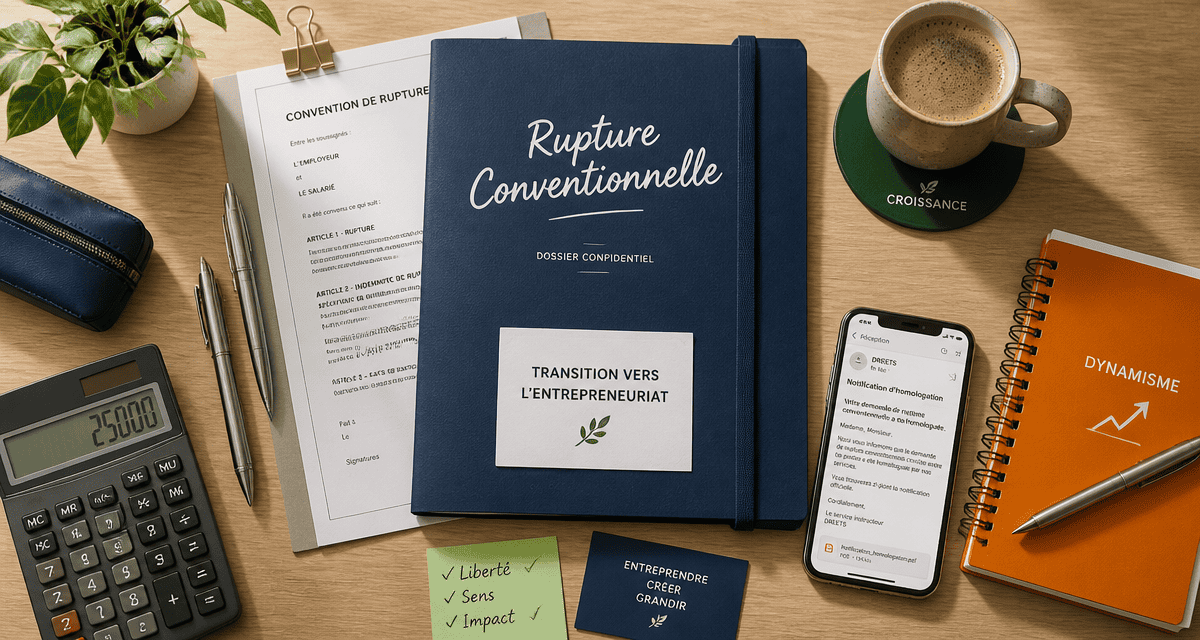 Rupture conventionnelle pour création d'entreprise, dossier sur bureau
