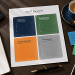 swot personnel quadrants colorés sur bureau élégant
