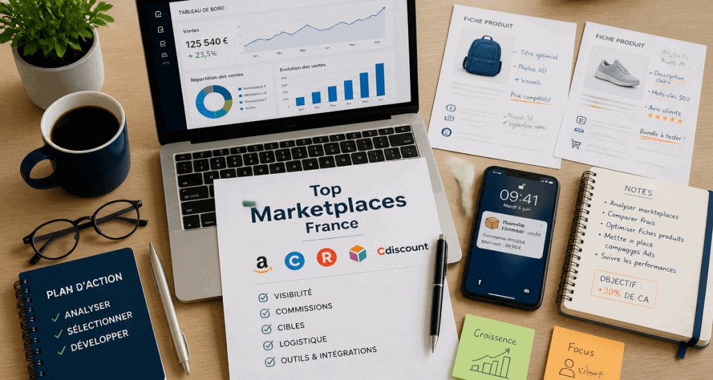 Top marketplace France, bureau entrepreneur e-commerce