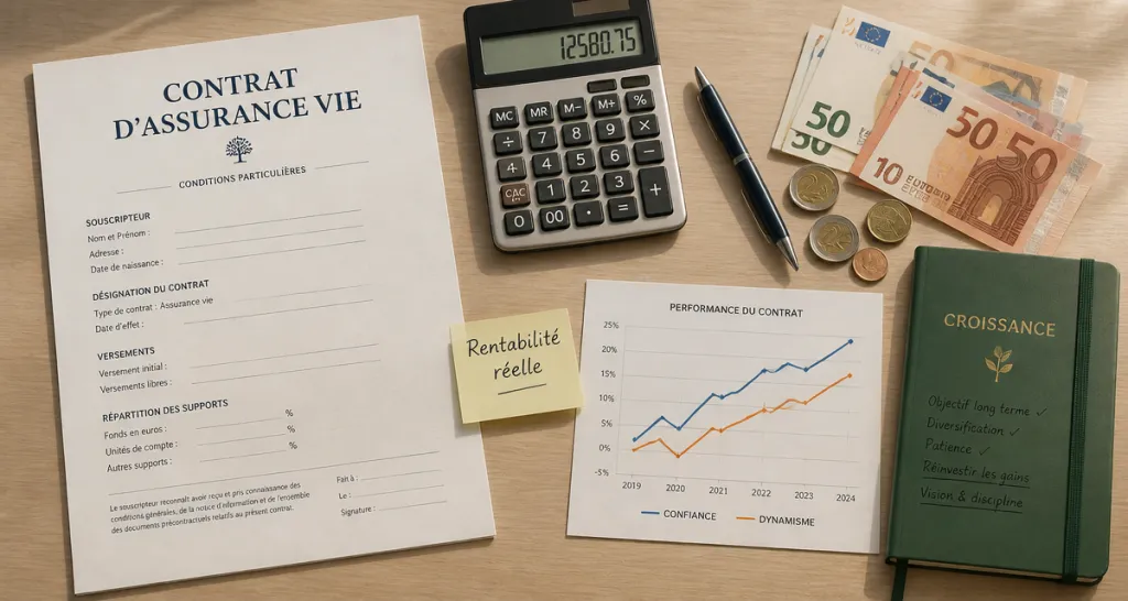 combien rapporte une assurance vie, bureau, contrat, calculatrice, euros