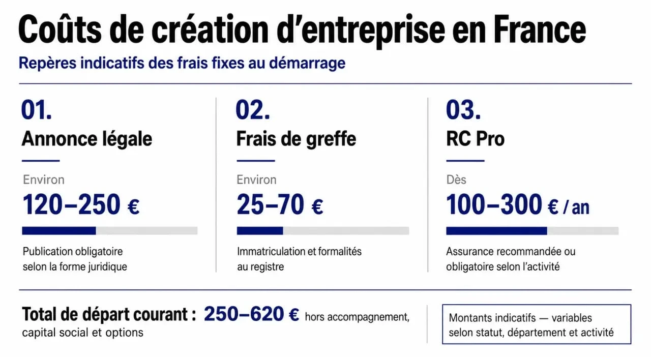 Infographie des coûts pour monter son entreprise sans argent