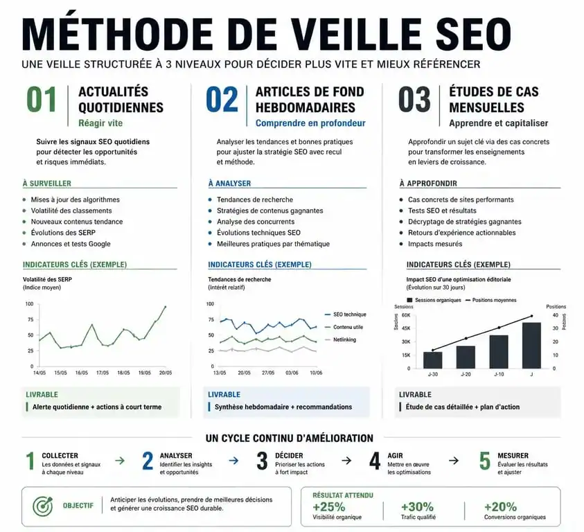 Infographie sur la méthodologie de veille pour un blog seo marketing