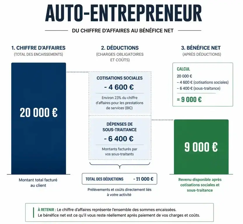 Schéma financier de la sous-traitance en auto-entrepreneur : impact sur le chiffre d'affaires et les cotisations sociales
