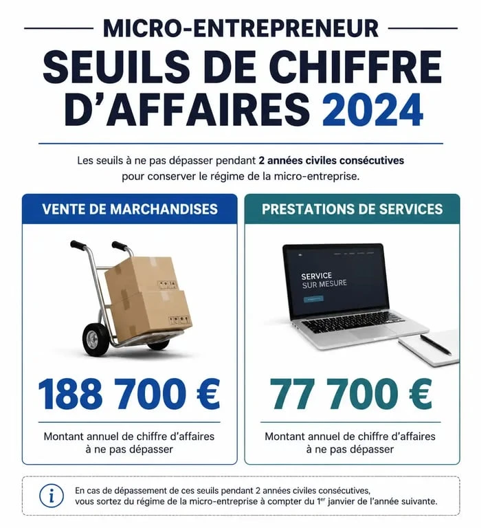 Infographie des seuils de chiffre d'affaires pour les micro-entrepreneurs et auto-entrepreneurs