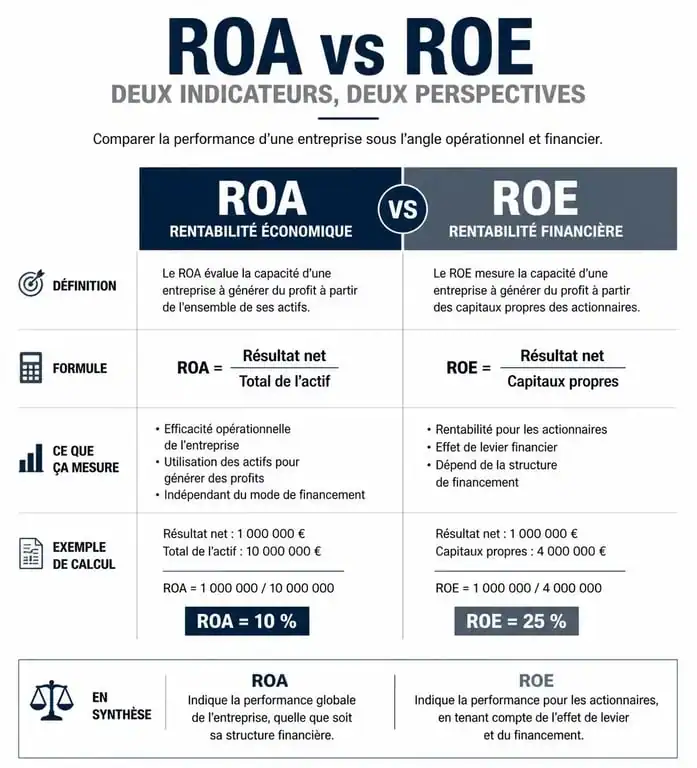 Infographie comparative rentabilité financière et rentabilité économique