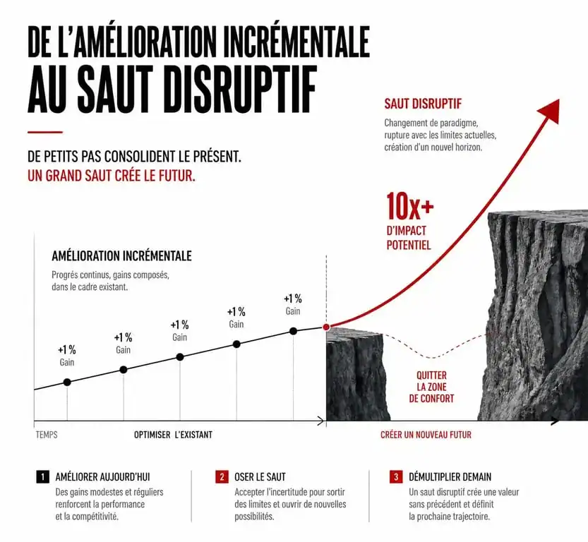 Schéma illustrant la différence entre innovation incrémentale et innovation radicale