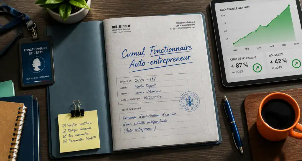Fonctionnaire et auto entrepreneur dossier sur bureau