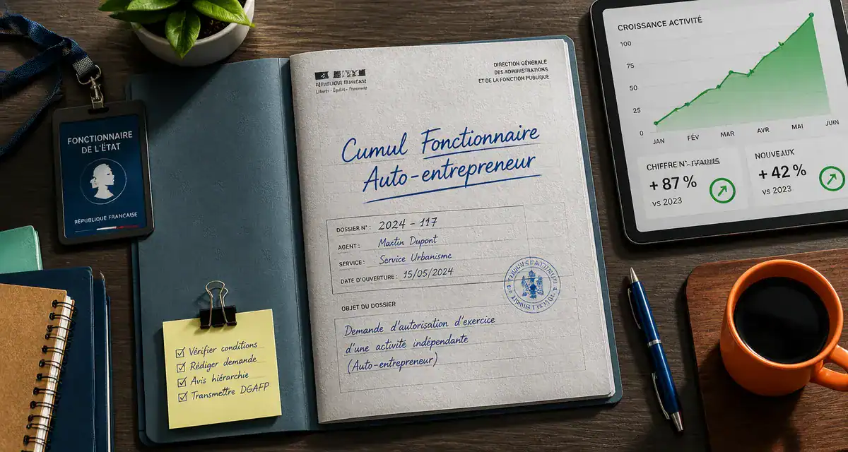 Fonctionnaire et auto entrepreneur dossier sur bureau