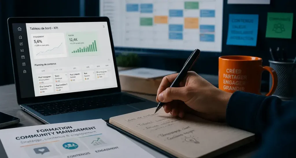 Formation community management : prise de notes KPI réseaux sociaux