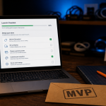 Lancer un business en ligne : tableau e-commerce MVP sur ordinateur portable