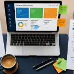 Bureau de manager avec management tableau de bord