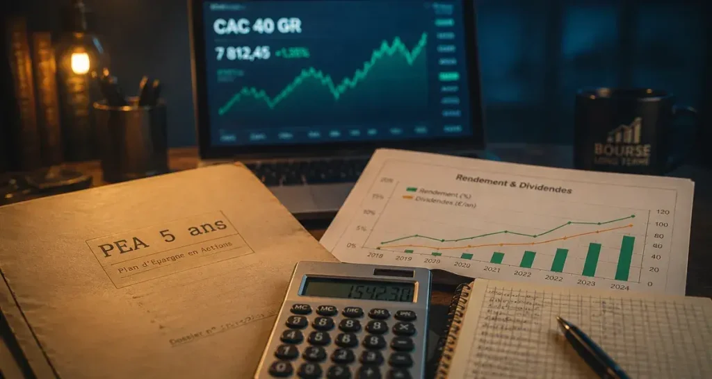 Plan epargne action rendement : calcul des gains et dividendes long terme
