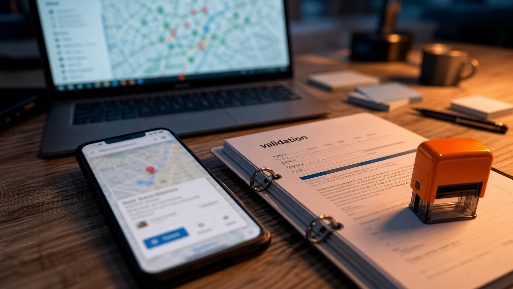 Référencer son entreprise sur google : smartphone Google Maps et fiche locale