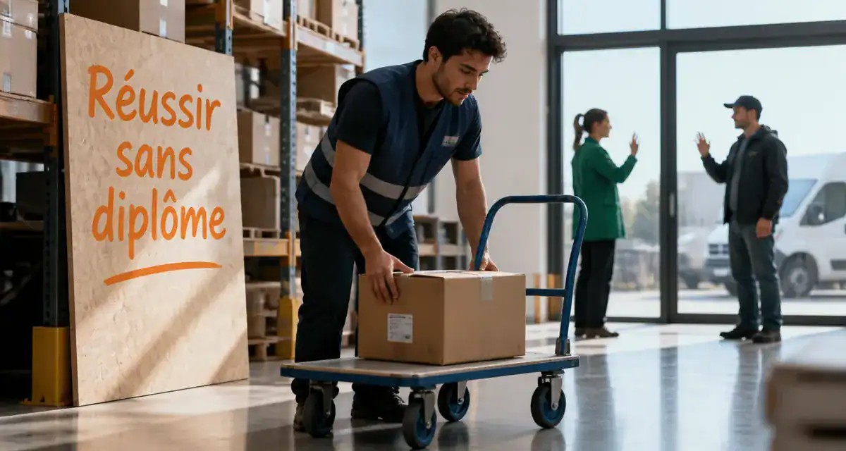 Travaille sans diplome en entrepôt, jeunes actifs