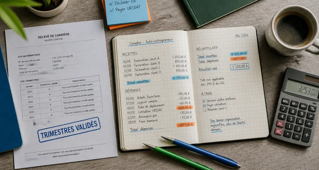 validation trimestre retraite auto entrepreneur 2025, bureau et relevé