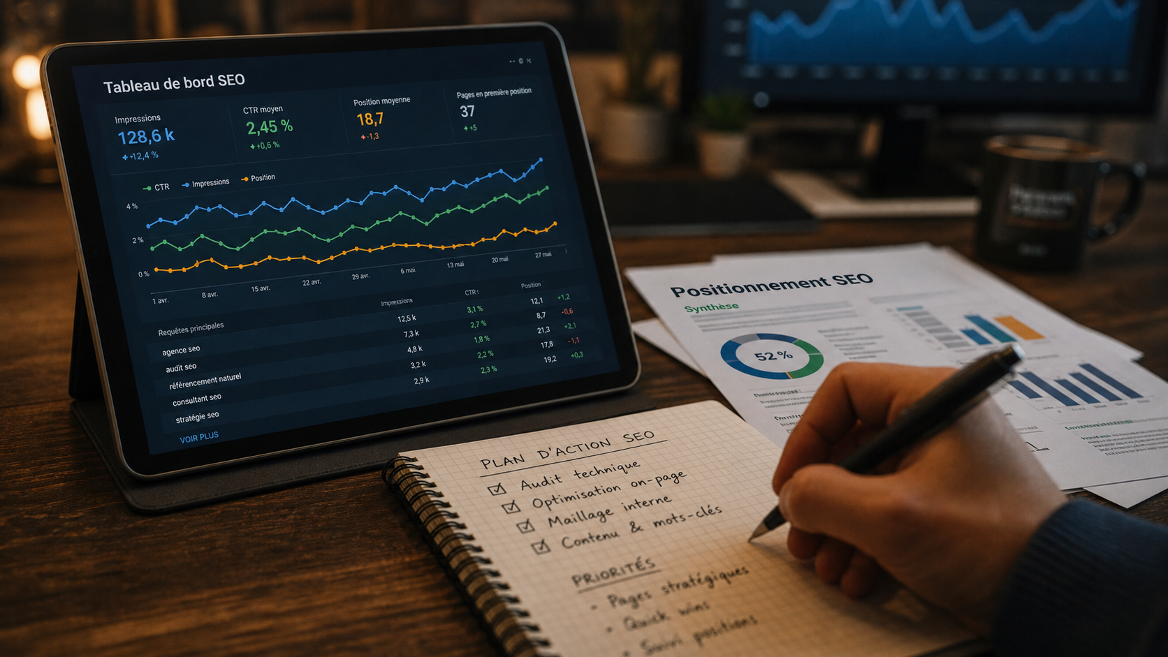 Analyse positionnement referencement : positions CTR et SEO