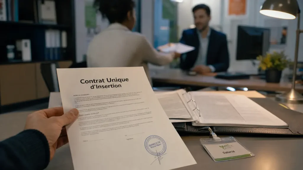 CUI définition : Contrat Unique d’Insertion en bureau, documents et badge